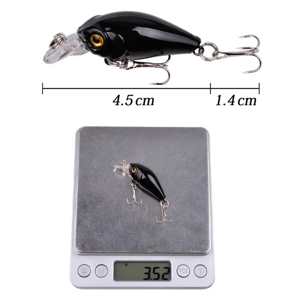 1 Uds 3,5g 4,5 cm agua superior Mini manivela biónica cebo duro Minnow Wobbler señuelo de pesca Swimbait con anzuelo triple para trucha carpa lubina - imagen 4
