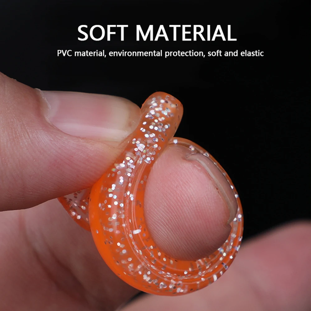 Hanlin-Cebo de gusanos de silicona blanda, 10 piezas, 50/63/70mm, Swimbaits T tail, aparejos de pesca, Predator Wobbles Set tackle - imagen 4