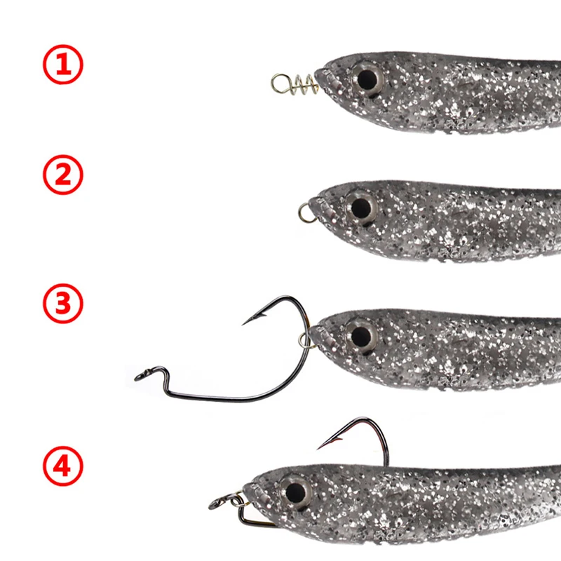 Pin de bloqueo de resorte de acero inoxidable, gancho de manivela, Conector de Pesca giratorio y a presión, accesorios de cebo suave, aparejos de señuelo de Pesca, 20-100 piezas - imagen 3