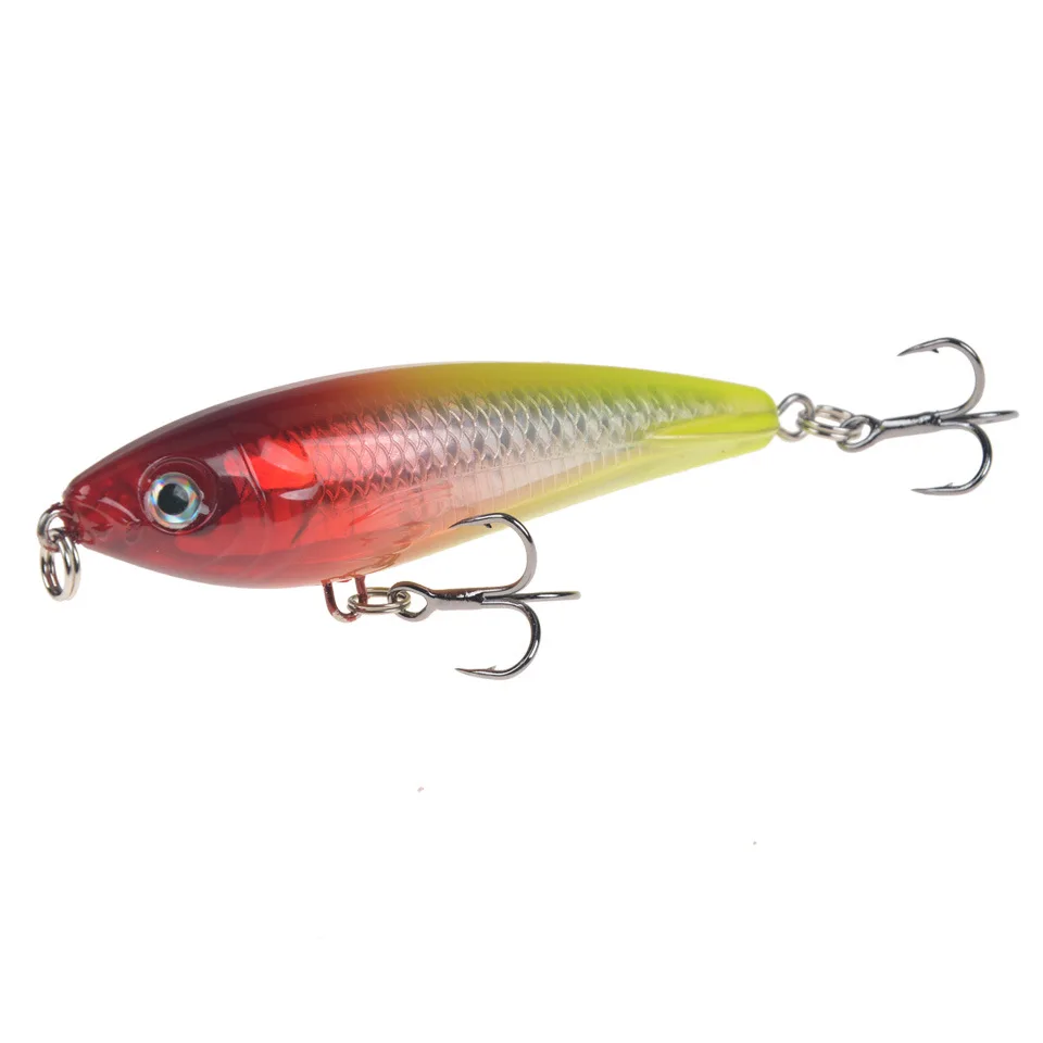 Señuelo de Pesca de lápiz, 1 unidad, 7,5 cm, 12g, 8 #, señuelos duros para perros de agua superior, cebos duros artificiales Wobbler, aparejos de Pesca