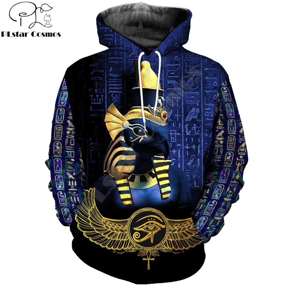 Sudadera con capucha con estampado 3D de Dios Horus egipcio para hombre, Sudadera con capucha de moda Harajuku, chaqueta de calle, sudaderas con capucha Unisex de otoño KJ670 - imagen 4