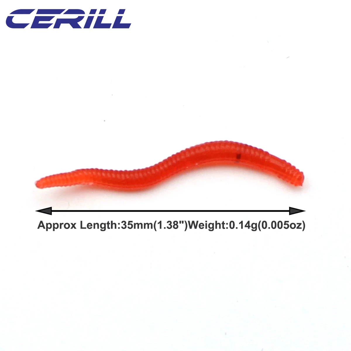 Cerill 200 unids/kit 3,5 cm 0,14 g lombriz de tierra señuelo de pesca suave realista olor a pescado cebo de gusano carpa Artificial de silicona luz de lubina - imagen 2