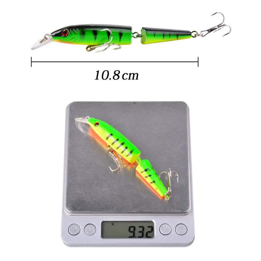 1 Uds. Señuelo de pesca multiarticulado Artificial realista 10,5 cm/9g cebo duro de 2 segmentos 6 #   Anzuelo Wobblers Cebo de pesca marítima - imagen 5