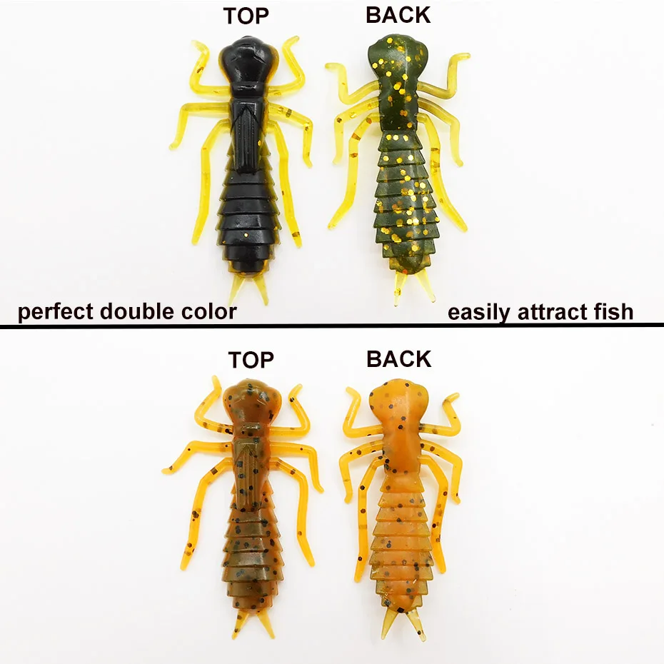 ESFISHING-señuelo de gusano de simulación Kasa Larva, 45mm, para pesca de trucha, Lucio, libélula, Isca, cebos blandos artificiales - imagen 2