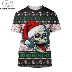 Camiseta pesca verano hombre estampado 3D calavera Papá Noel