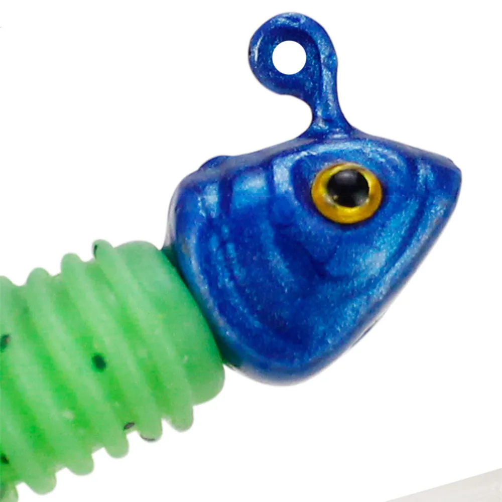 17 stks/doos Kunstaas Kit Jig Head Zacht Kunstaas Inshore Visaas Flexibele Vinyle Kunstaas Worm Haak Kleine Swimbait - imagen 4