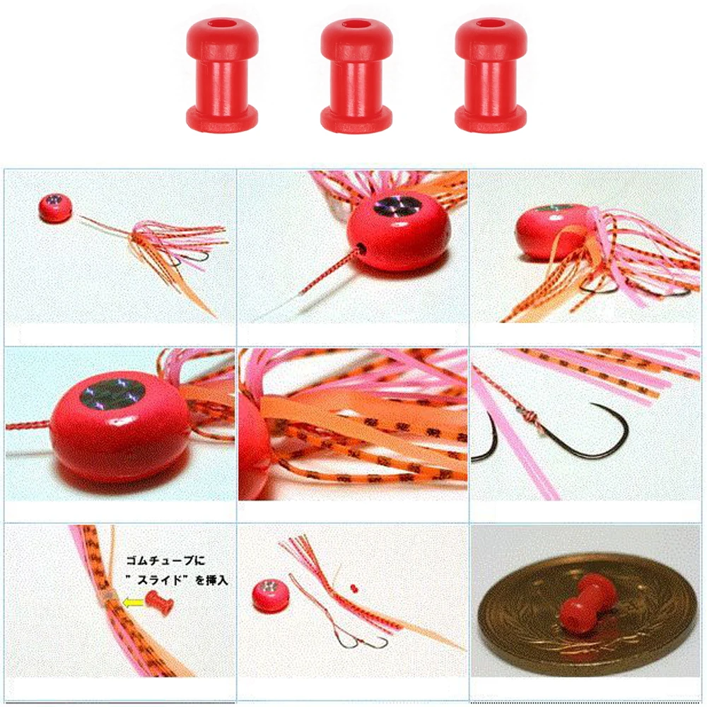 ICERIO-piezas de deslizamiento de pesca de agua salada, faldones de silicona y amarre de goma, piezas fijas, accesorios de señuelo, 20/50 Uds. - imagen 3