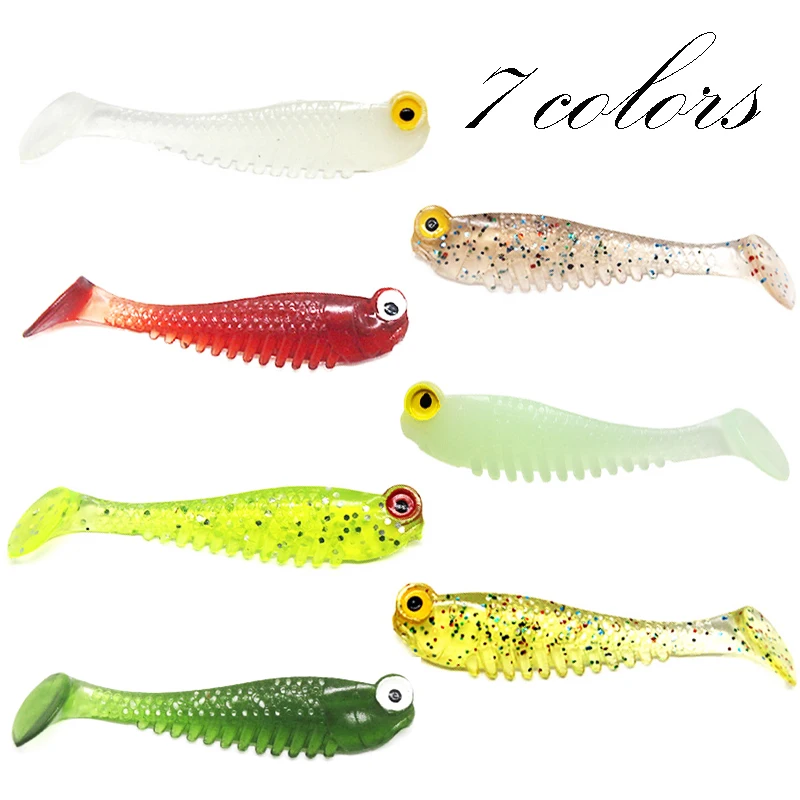 Señuelo de pesca suave, Wobbler para curricán, área de trucha, cebo de hundimiento con anzuelo de cabeza de plantilla, goma de plantilla, lubina, perca, 1,2G, 2,8G, 10 piezas - imagen 5