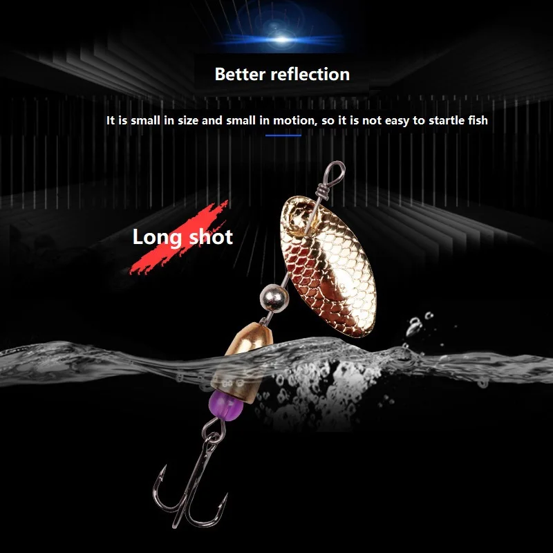 Cebos de pesca giratorios de metal, anzuelos duros de lubina con anzuelo triple de alta calidad, 3,5g/5,5g, 1 unidad