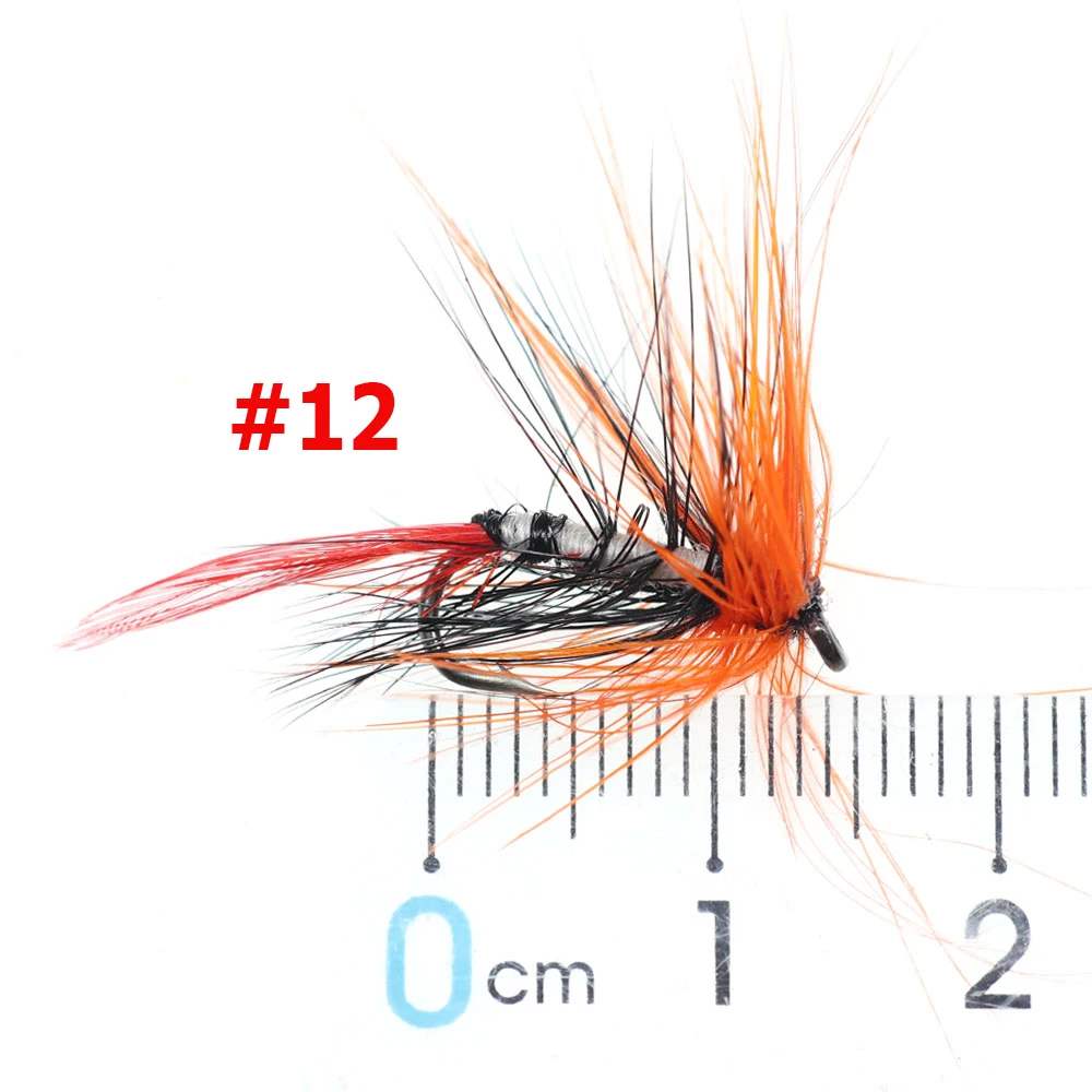 Bimoo-señuelo de pesca para trucha seca, cebo de insectos con cola roja para trucha, lubina, 10 unids/lote, n. ° 12 - imagen 2