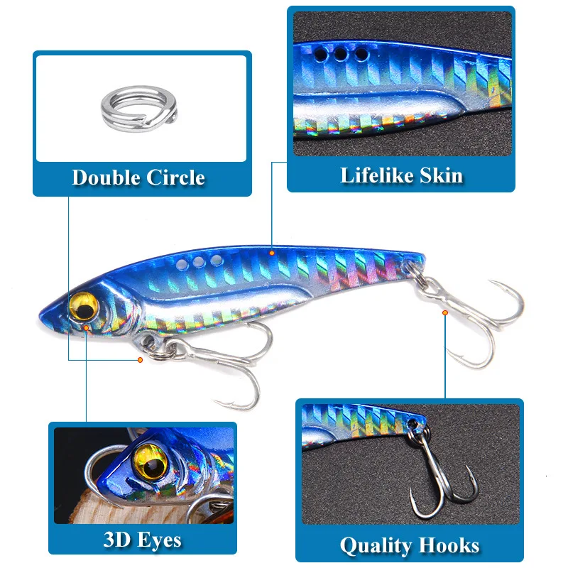 Señuelo De Pesca Vib De Metal, pesas De 8-20g, gancho con ranuras De tiro largo, plantilla De Metal, articulos De Pesca Isca, cebo Artificial para lubina, Pesca en aguas profundas - imagen 3