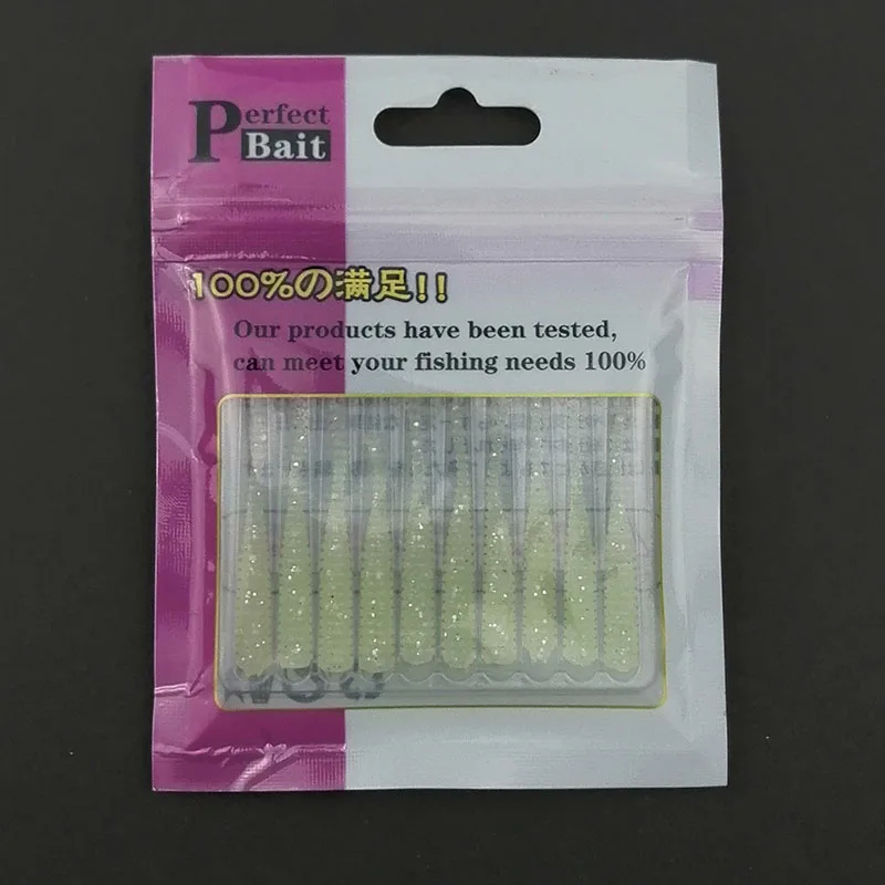 Mini señuelo de pesca de gusano suave, 0,3g, 40mm, cola de aguja, pez Roca, Océano, cebo Artificial, 10 unids/lote por bolsa - imagen 3