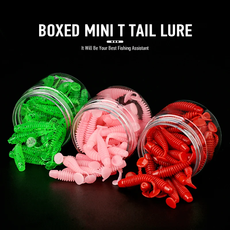 Ardea-Mini señuelo suave Wobblers, 40 unidades, 35mm, 0,6g, Nano t-tail, gusano Swimbait, silicona Artificial, trucha, lucio, perca, aparejos de pesca - imagen 4