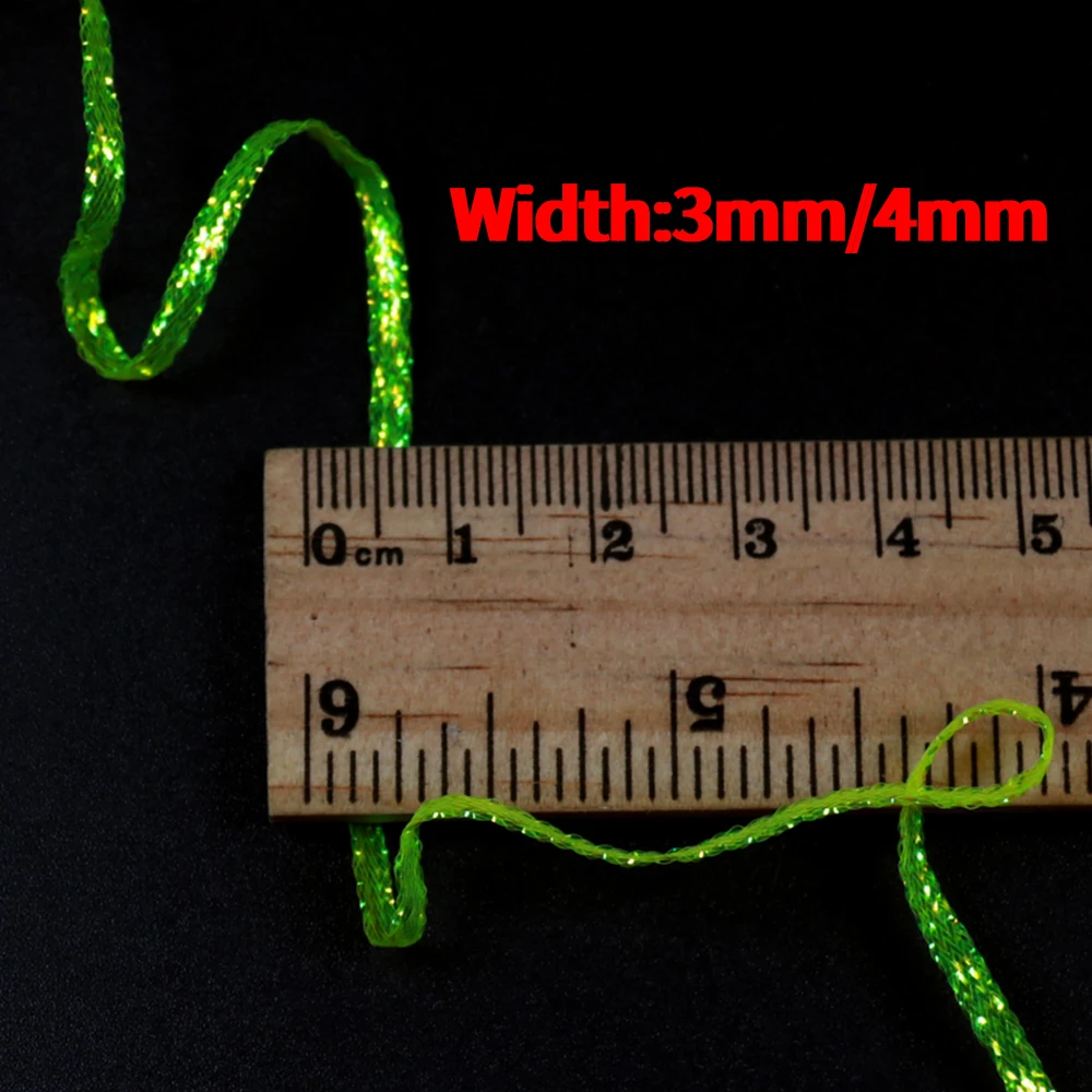 Bimoo-trenza de diamante plano flurocente UV para camarones, ninfa, Scud, serpentina de agua salada, Material de atado de moscas, 3mm, 4mm, 2 yardas por bolsa - imagen 5