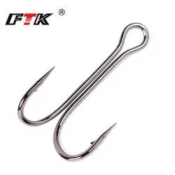 FTK-anzuelo doble de caña larga, anzuelo de pesca sin Weedless, atado de moscas para plantilla de lubina, aparejos de pesca para señuelo suave, 20 piezas