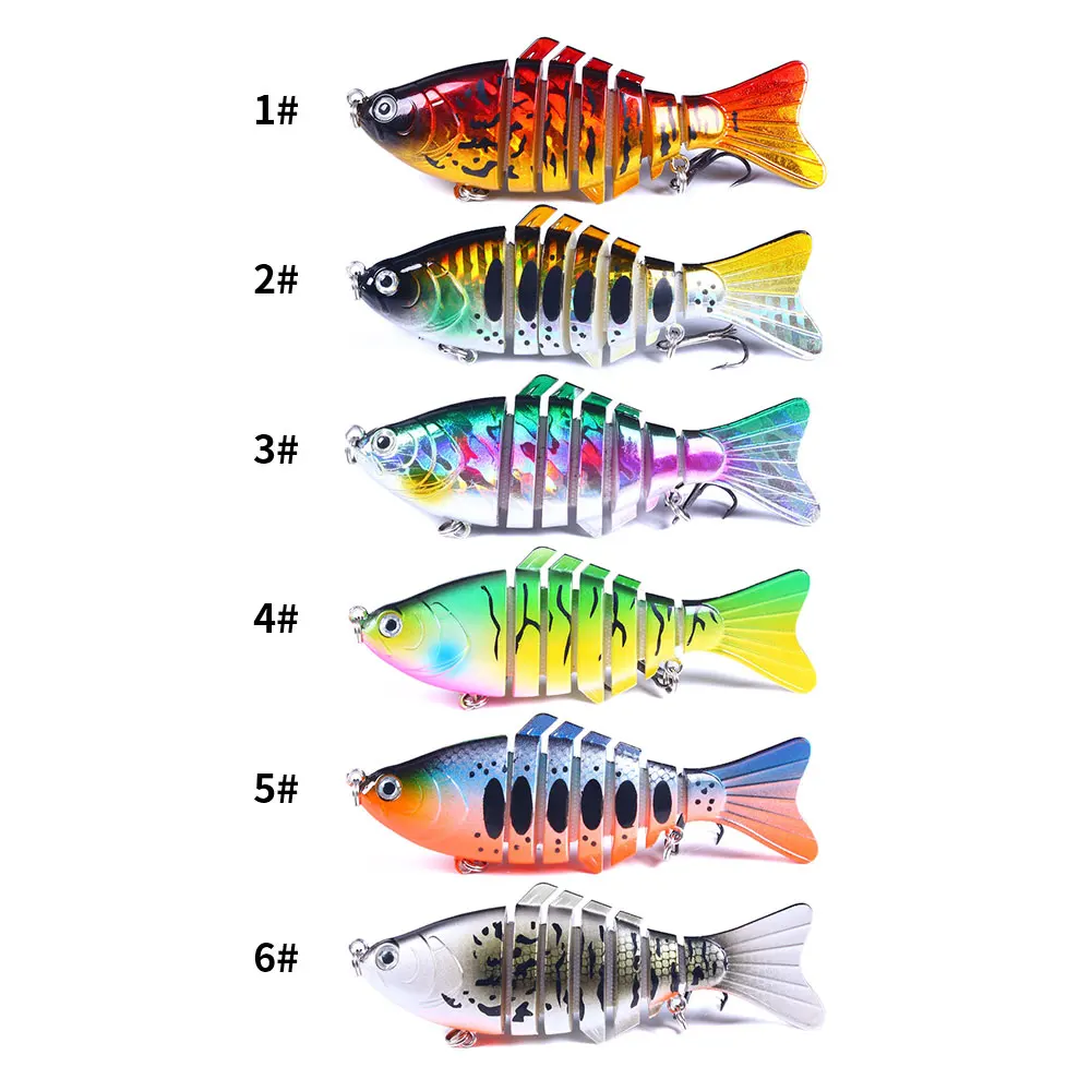 Señuelo de Pesca Wobber de carpa de Lucio, 10cm, ojos 3D, 7 segmentos, señuelo duro de Pesca realista, Crankbait con 2 anzuelos, cebos de Pesca Cebo - imagen 4