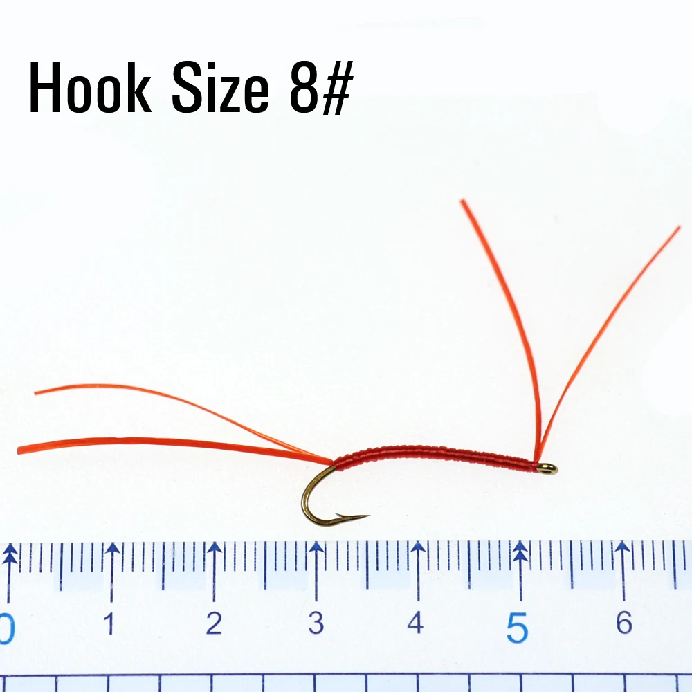 ICERIO 10 Uds piernas flexibles gusano de sangre trucha mosca curvada atado gancho trucha pesca mosca señuelo cebos - imagen 5