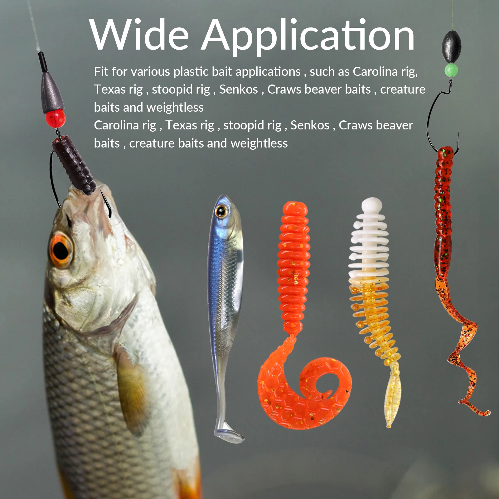 THKFISH 30 Uds anzuelos de pesca compensados anzuelo de manivela ancha de acero rico en carbono 3/0 #   1/0 #   1 #   2 #   Anzuelo de púas de pesca para Texas Rig - imagen 3