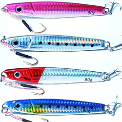 Señuelo de Pesca de Metal Plateado para Lubina, Señuelo de Jigging, Señuelo de Pesca, Cebo de Pesca, 60g, 80g, 100g