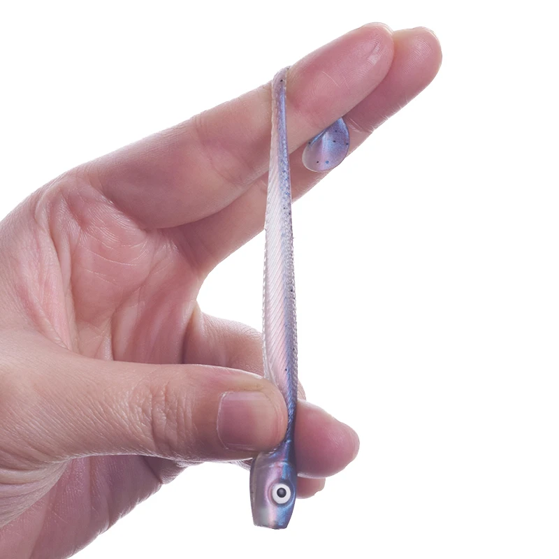 Señuelo de Pesca suave con ojos 3D, cebo de silicona, gusanos artificiales, cebos de goma, Lucio, pececillo, Wobblers, Swimbaits, aparejos de Pesca, 10 Uds./lote