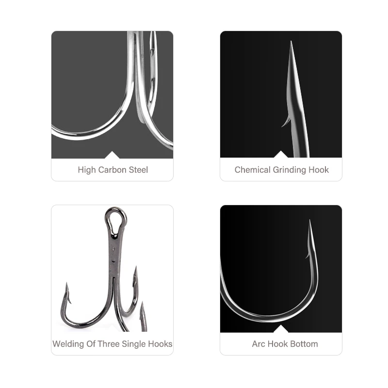Mosodo-anzuelo afilado de anclaje Triple reforzado, anzuelo Triple, tres anzuelos de pesca, señuelo de Tres tenedores, gancho de tres garras, 10 Uds. - imagen 2