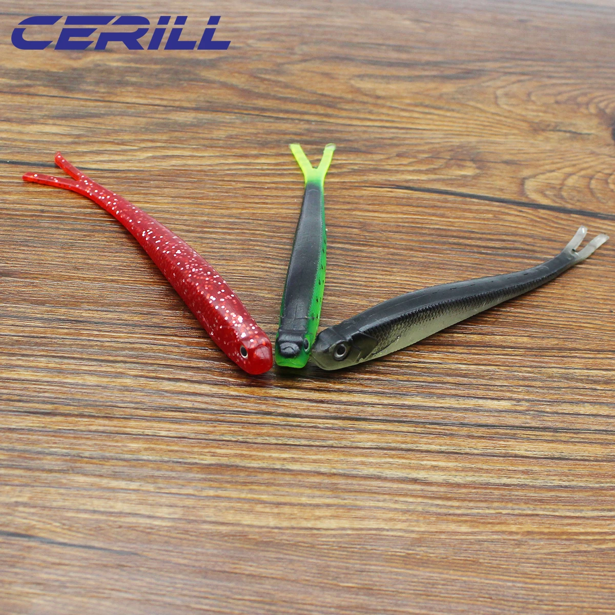 Ceril-señuelo de pesca de cola de horquilla de 5 piezas, Wobblers realistas, cebo de gusano Artificial, sábalo de silicona, trucha, carpa, lubina, aparejos Swimbait - imagen 5