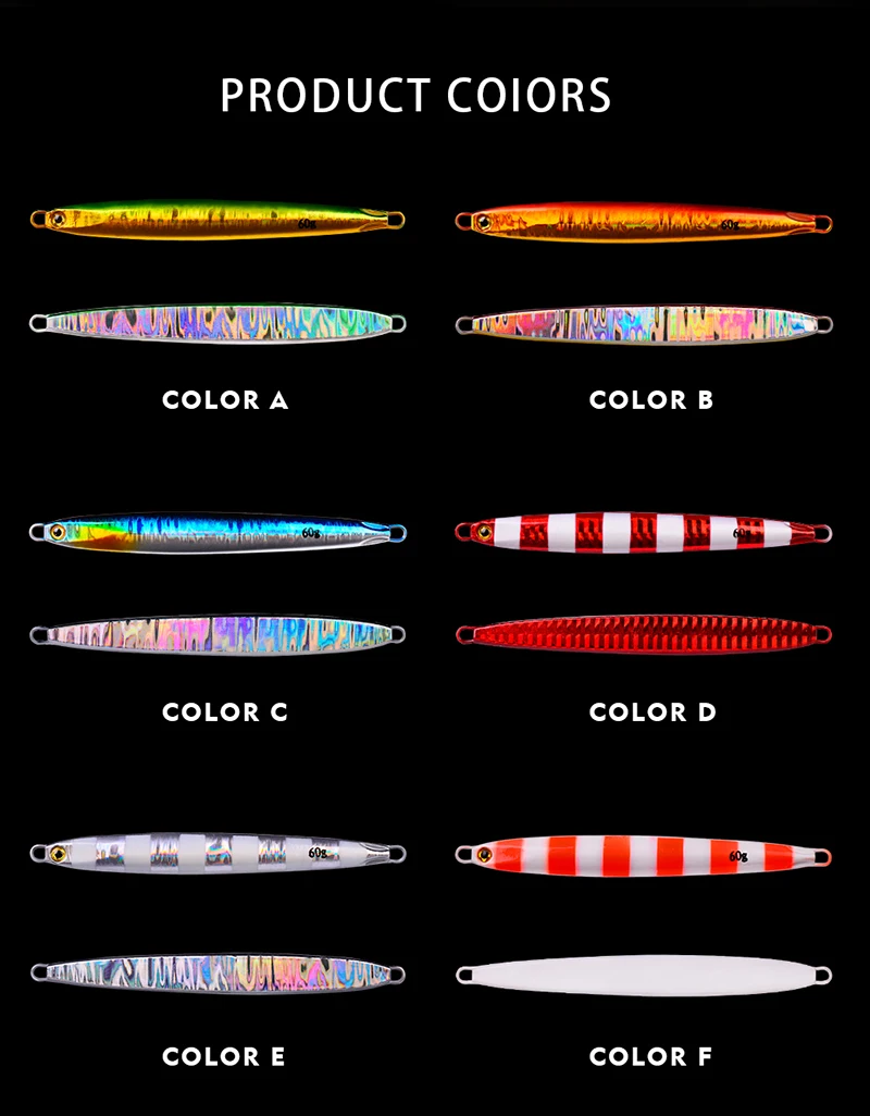 Explore los vibrantes colores del producto para una experiencia de pesca cautivadora