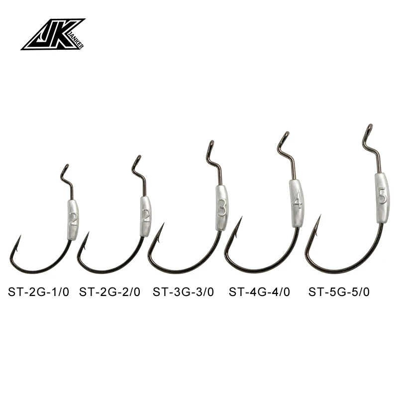 JK ST 2-5g Jig Head 2X fuerte níquel negro resistencia a la oxidación agua salada gusano ponderado anzuelo de púas - imagen 3