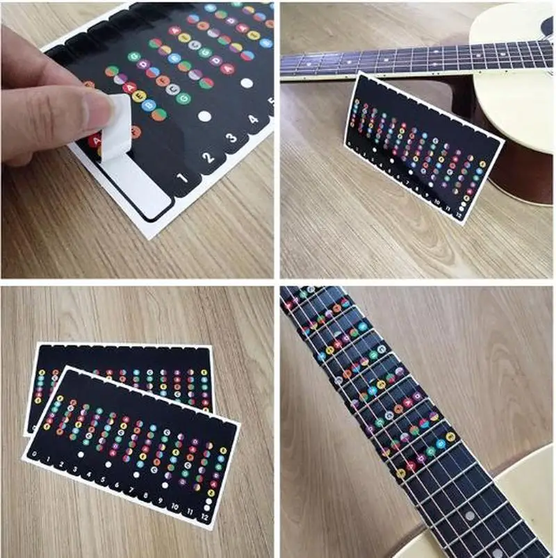 Diapasón de guitarra resistente al agua Universal, etiquetas de notas, diapasón, pegatina de traste, apta para todas las cuerdas, guitarra acústica y eléctrica, 6 cuerdas - imagen 4