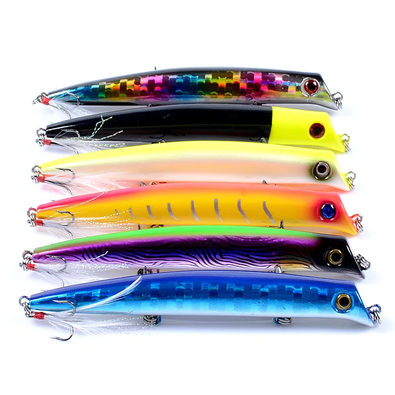Señuelo de pesca popper flotante, wobblers, cebos para pececillos, 12,8 cm/15,4g isca, cebo duro artificial, ojos 3D, anzuelo triple, Crankbait, 1 ud. - imagen 4