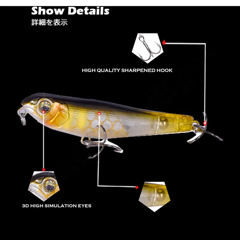 Señuelo de pesca de 73mm, 8g, Wobblers de hundimiento Isca, Peche Artificial A La Carpe, equipo de Leurre Angeln Zubehor - imagen 3