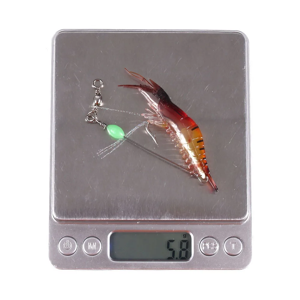 Señuelo de pesca suave, cebo Artificial de 90mm y 6g con cuentas luminosas, gancho giratorio, cebo suave realista, señuelo para camarones, aparejos de pesca de carpa - imagen 3