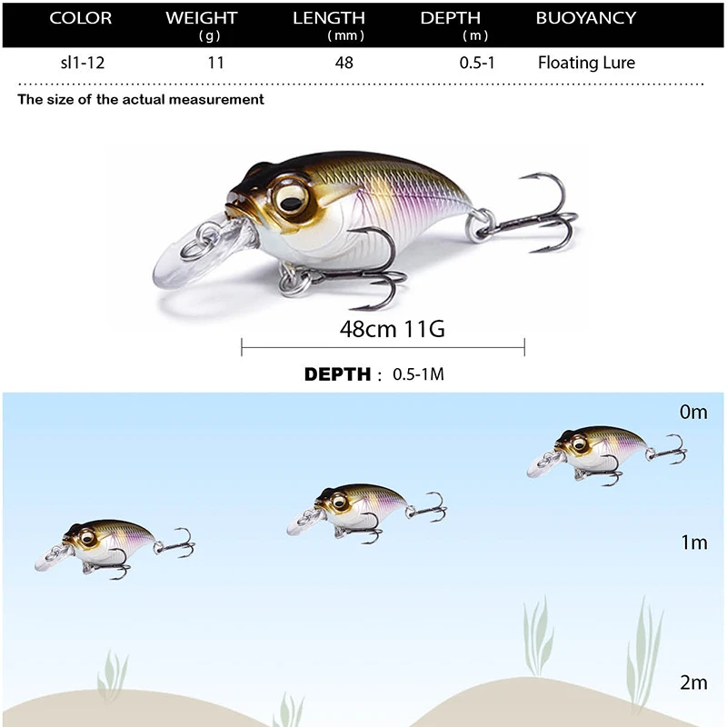 Crankbait-señuelo de pesca con manivela para trucha, cebo flotante de alta calidad, peso de 48mm/11g, Wobbler japonés para buceo, aparejos de cebo de 1,3 m - imagen 3