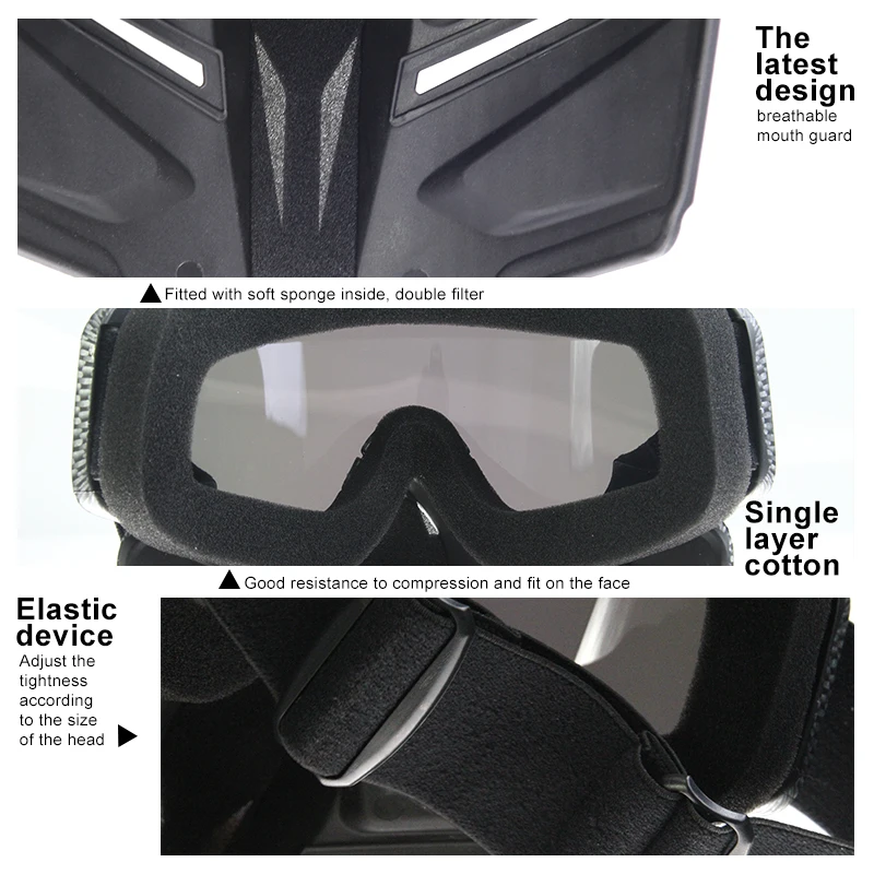 Mosodo-Gafas de esquí con máscara facial extraíble para hombre y mujer, lentes de esquí, gafas de moto de nieve, antiniebla - imagen 4