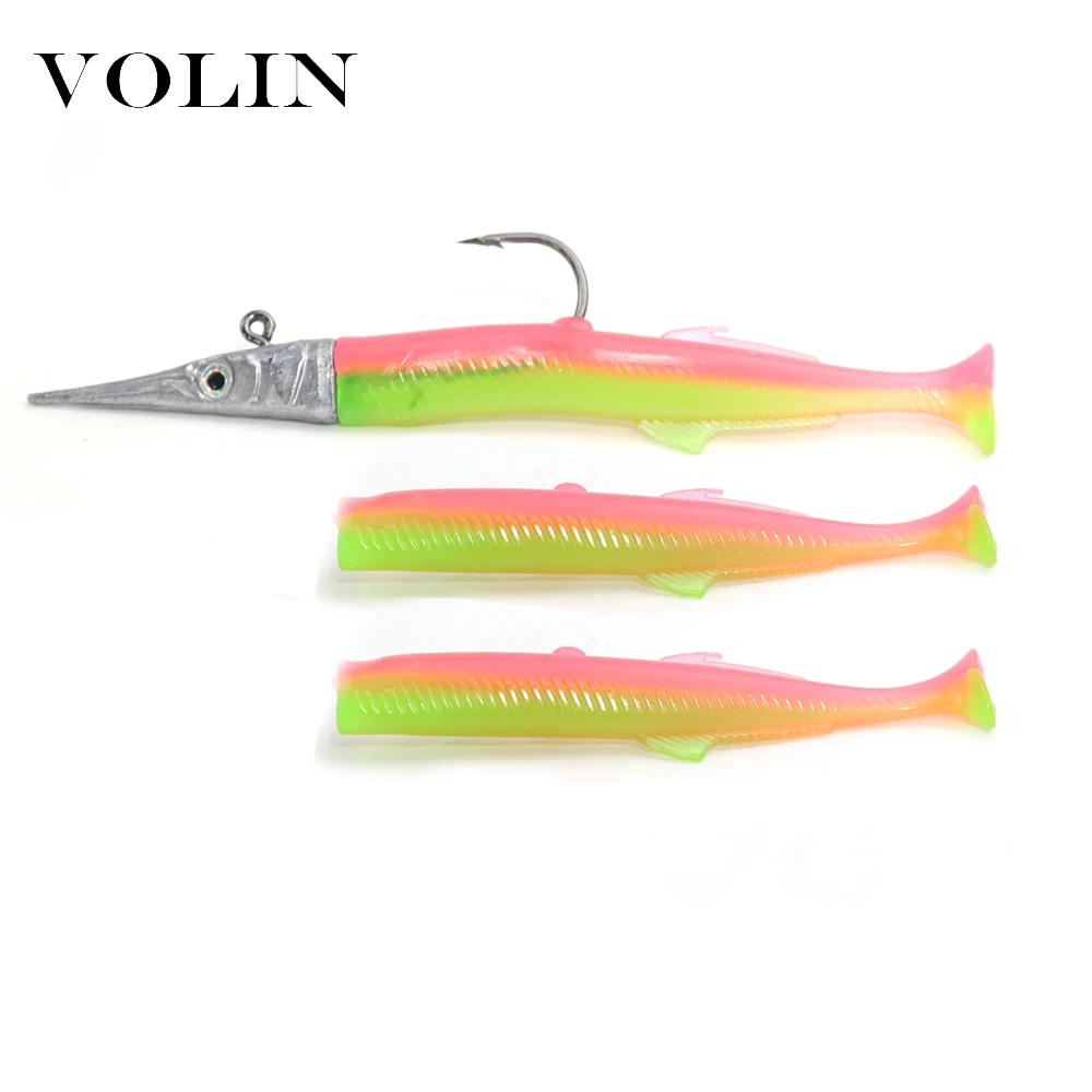 VOLIN llavero de pesca de 2021 atraer Jiging señuelo suave para pez 1 Uds 115mm 13,5g Shad los nadadores de plástico suave cebo Pasca Pesca de lubina - imagen 4