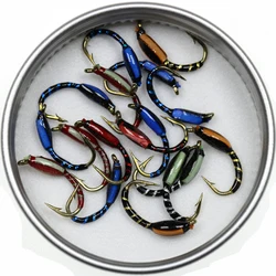 Zumbador de epoxi de varios colores, con mosca de señuelo de pesca de trucha Nymph, cebo de insectos rojo, naranja, azul, negro, UV, Hegene, n. ° 12, 50 Uds.
