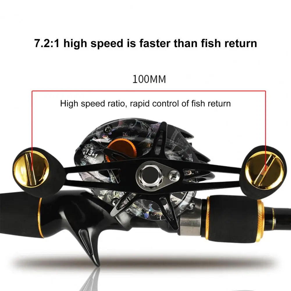 Carrete de pesca giratorio de Metal ajustable, alta dureza, Baitcaster de alta velocidad con 13 + 1 rodamientos de bolas para exteriores - imagen 5