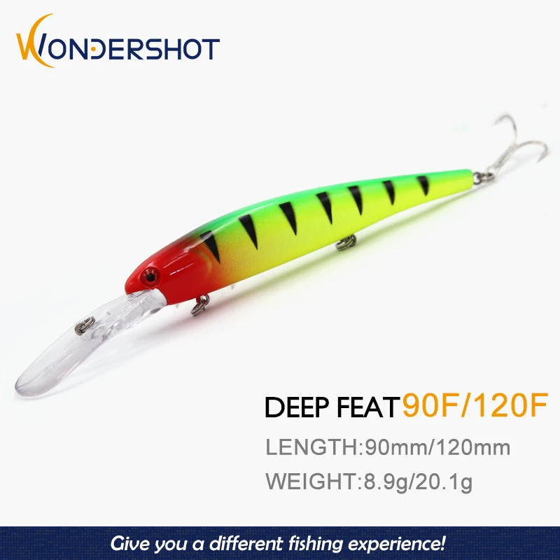 Wondershot A10 90/120MM 8,9/20,1G Vobler señuelo de pesca Minnow peces cebos artificiales buceo profundo 8m crankbaits pesca Wobbler
