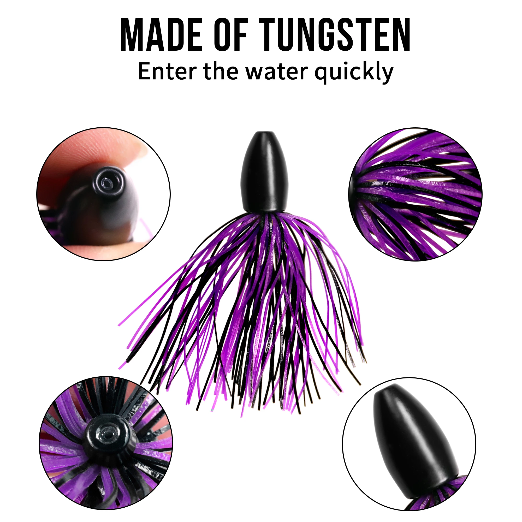 1 Uds. Cebos de alambre de pesca de 10g, plomo de pesca de tungsteno, señuelo de falda de silicona, 14g, 21g, 28g, 35g, 42g, plomo de peso para cabeza de anzuelo - imagen 3