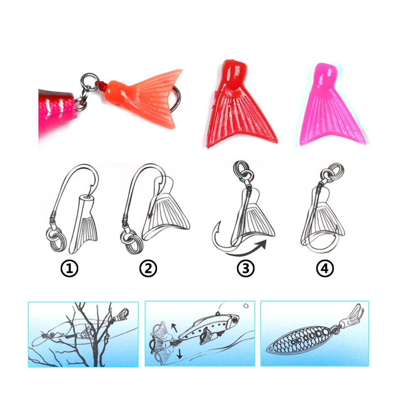Protector de hierba para señuelos, cola de pescado suave, cucharas, gancho de pesca para lubina, accesorios para señuelos, 9 unids/paquete, n. ° 1, nuevo - imagen 2