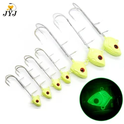 Anzuelo jig head luminoso con pluma de cola – 15g a 225g
