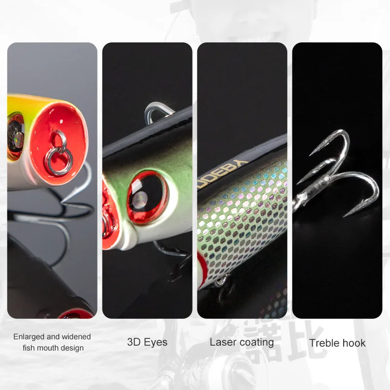 NOEBY-Señuelos de Pesca Popper de 3 piezas, 105mm, 24g, Topwater Wobblers, cebo duro Artificial, accesorios de pesca de agua dulce y salada - imagen 5
