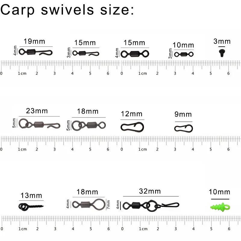 Juego de accesorios de pesca de carpa, accesorio de cambio rápido negro mate, cuerpo largo, 312 unids/lote - imagen 2