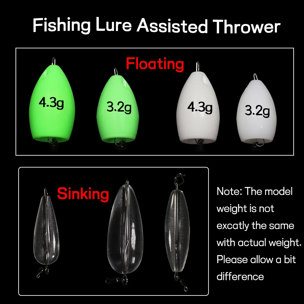 Elllv-lanzador asistido de 3 piezas, dispositivo de tiro largo flotante y hundido para señuelo de pesca, Texas Rig, accesorios de contrapeso de lentejuelas - imagen 2