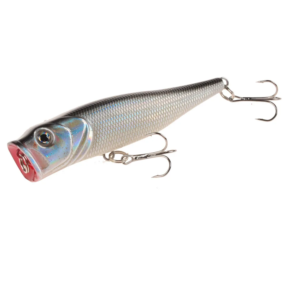 Señuelos de Pesca 8,5 cm 13,4g Topwater Popper, cebo duro de 6 colores, Wobblers artificiales, aparejos de pesca de plástico con ganchos 6 #