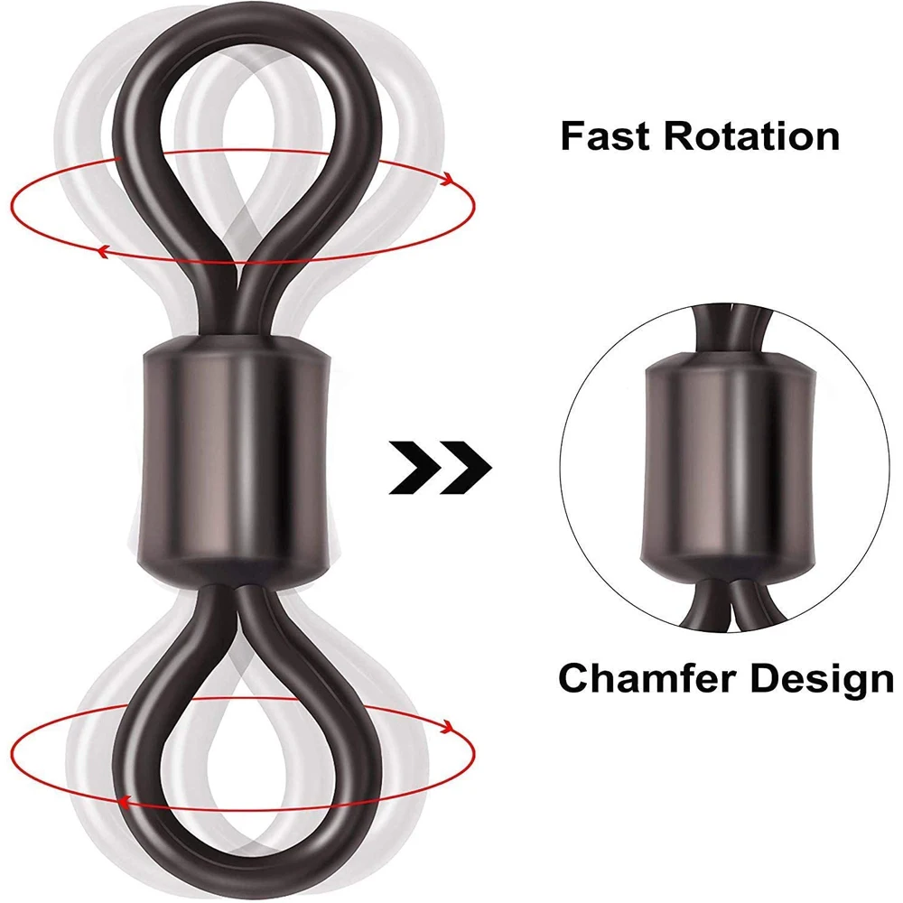 Barril de pesca de acero inoxidable, rodamiento giratorio con anillo sólido, Conector de señuelo, accesorios de aparejos de pesca, 50 Uds. - imagen 4