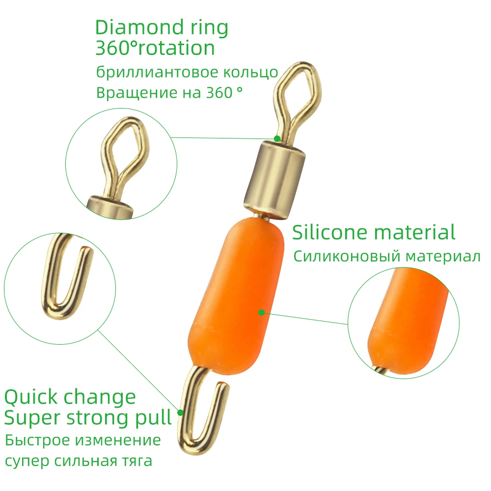 Experimente una pesca sin costura con nuestro anillo de diamante duradero y versátil 360 ° giratorio diseñado para cambios rápidos y tirones fuertes, elaborado con material de silicona de alta calidad