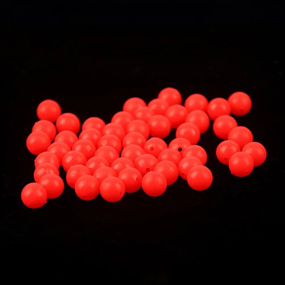 Cuentas de flotadores de pesca, Bolas brillantes de luz roja luminosa cilíndrica/semicírculo, señuelo de pesca, bolas espaciales, 50-100 unids/lote