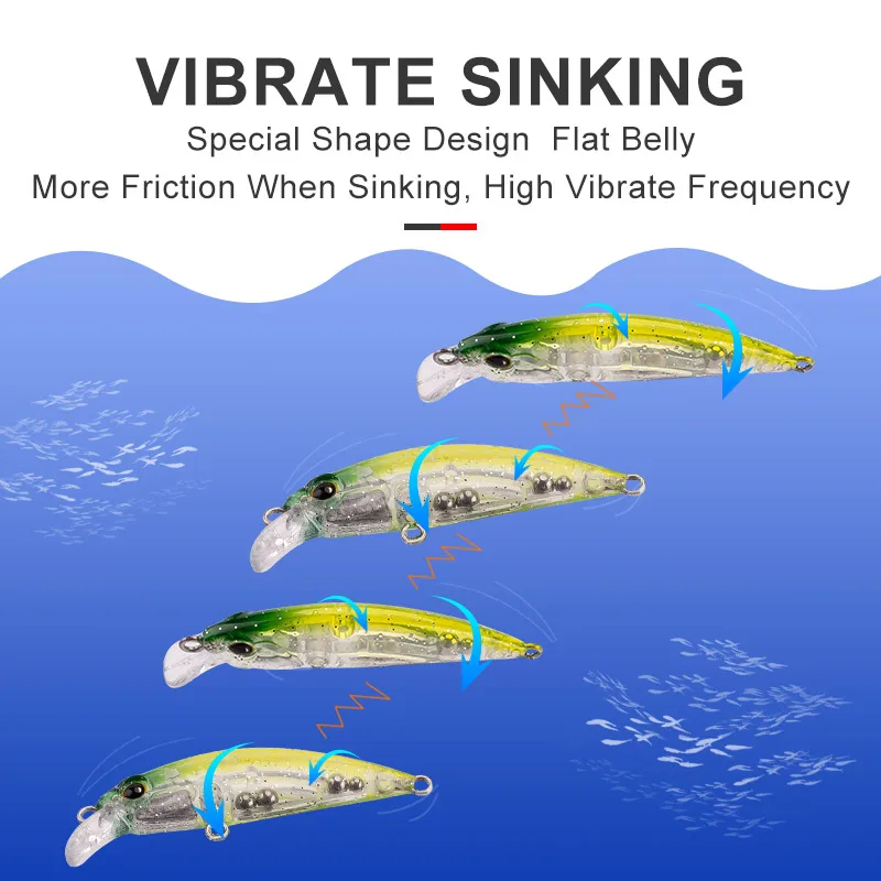 Kingdom-señuelos de pesca con mosca Micro, Wobblers, cebos duros artificiales, vibración que se hunde, pececillo, atracción de ruido, accesorios de pesca - imagen 4