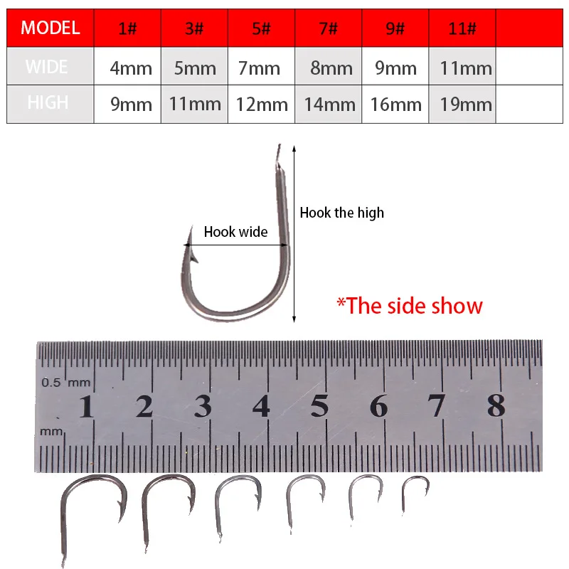 Anzuelo de púas de acero al carbono para pesca de carpa, aparejos de pesca, 10 unids/lote, tamaño 1 #-Size11 #, 1 ud. - imagen 5